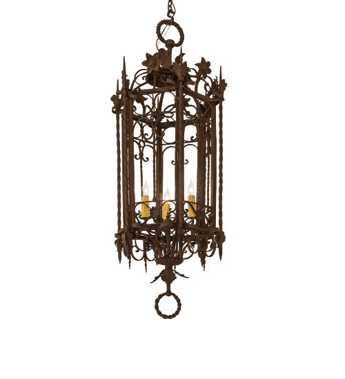 Meyda Lighting Gordes 28" 3-Light Gilded Tobacco Chandelier With Ivory Faux Candlelight