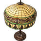 Meyda Lighting Gorham 26" 2-Light Mahogany Bronze Table Lamp With Multi-Colored Shade Glass