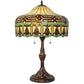 Meyda Lighting Gorham 26" 2-Light Mahogany Bronze Table Lamp With Multi-Colored Shade Glass