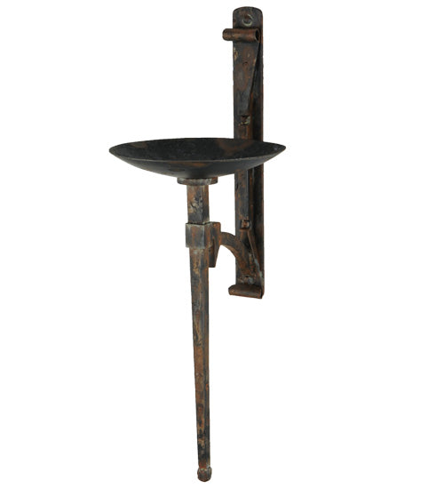 Meyda Lighting Gothic 13" Hand Rubbed Rusted & Waxed Iron Bobeche Wall Sconce With Candle Holder