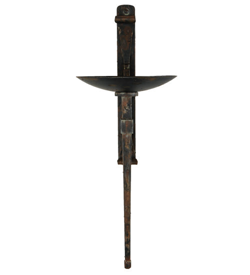 Meyda Lighting Gothic 13" Hand Rubbed Rusted & Waxed Iron Bobeche Wall Sconce With Candle Holder