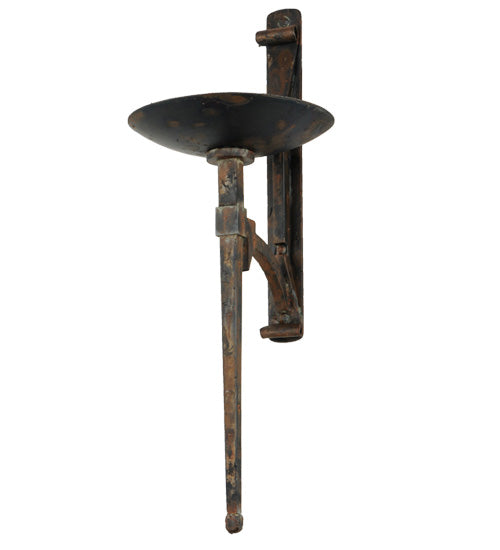 Meyda Lighting Gothic 13" Hand Rubbed Rusted & Waxed Iron Bobeche Wall Sconce With Candle Holder