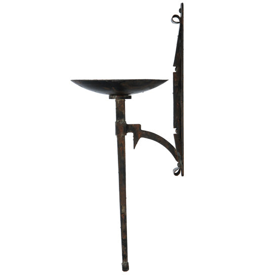 Meyda Lighting Gothic 13" Hand Rubbed Rusted & Waxed Iron Bobeche Wall Sconce With Candle Holder