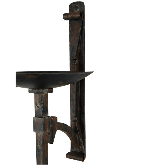 Meyda Lighting Gothic 13" Hand Rubbed Rusted & Waxed Iron Bobeche Wall Sconce With Candle Holder