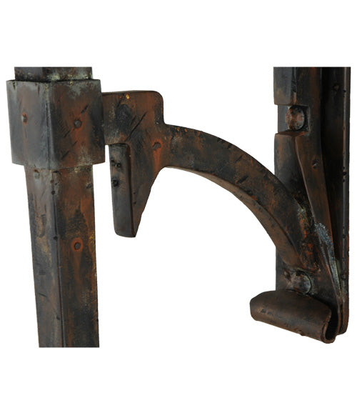 Meyda Lighting Gothic 13" Hand Rubbed Rusted & Waxed Iron Bobeche Wall Sconce With Candle Holder