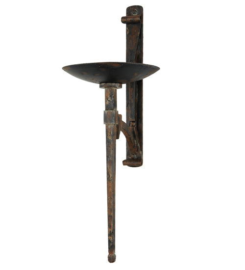 Meyda Lighting Gothic 13" Hand Rubbed Rusted & Waxed Iron Bobeche Wall Sconce With Candle Holder