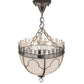 Meyda Lighting Gothic 14" 3-Light Polished Nickel Inverted Pendant Light With White Art Shade Glass
