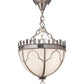 Meyda Lighting Gothic 14" 3-Light Polished Nickel Inverted Pendant Light With White Art Shade Glass