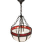 Meyda Lighting Gothic 16" 4-Light Chemical Antique Brass Inverted Pendant Light With White Opal & Red Cathedral Ripple Art Shade Glass