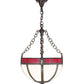 Meyda Lighting Gothic 16" 4-Light Chemical Antique Brass Inverted Pendant Light With White Opal & Red Cathedral Ripple Art Shade Glass