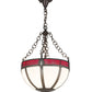 Meyda Lighting Gothic 16" 4-Light Chemical Antique Brass Inverted Pendant Light With White Opal & Red Cathedral Ripple Art Shade Glass