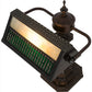 Meyda Lighting Gothic 16" Mahogany Bronze Mission Banker's Table Lamp With Beige & Green Art Shade Glass