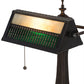 Meyda Lighting Gothic 16" Mahogany Bronze Mission Banker's Table Lamp With Beige & Green Art Shade Glass