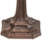Meyda Lighting Gothic 16" Mahogany Bronze Mission Banker's Table Lamp With Beige & Red Art Shade Glass