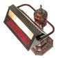 Meyda Lighting Gothic 16" Mahogany Bronze Mission Banker's Table Lamp With Beige & Red Art Shade Glass