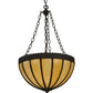Meyda Lighting Gothic 17" 3-Light Vintage Copper Inverted Pendant Light With Beige Art Shade Glass