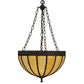 Meyda Lighting Gothic 17" 3-Light Vintage Copper Inverted Pendant Light With Beige Art Shade Glass