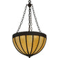 Meyda Lighting Gothic 17" 3-Light Vintage Copper Inverted Pendant Light With Beige Art Shade Glass
