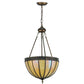 Meyda Lighting Gothic 18" 3-Light Craftsman Brown Inverted Pendant Light With Beige Iridescent Shade Glass
