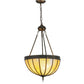 Meyda Lighting Gothic 18" 3-Light Craftsman Brown Inverted Pendant Light With Beige Iridescent Shade Glass