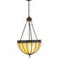 Meyda Lighting Gothic 18" 3-Light Craftsman Brown Inverted Pendant Light With Beige Iridescent Shade Glass
