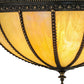 Meyda Lighting Gothic 18" 3-Light Craftsman Brown Inverted Pendant Light With Beige Iridescent Shade Glass