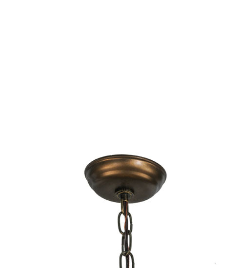Meyda Lighting Gothic 18" 3-Light Craftsman Brown Inverted Pendant Light With Beige Iridescent Shade Glass