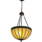 Meyda Lighting Gothic 18" 3-Light Craftsman Brown Inverted Pendant Light With Beige Iridescent Shade Glass