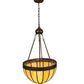 Meyda Lighting Gothic 18" 3-Light Craftsman Brown Inverted Pendant Light With Beige Iridescent Shade Glass