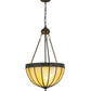 Meyda Lighting Gothic 18" 3-Light Craftsman Brown Inverted Pendant Light With Beige Iridescent Shade Glass