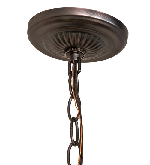 Meyda Lighting Gothic 20" 3-Light Craftsman Brown Highlights Inverted Pendant Light With Frosted Seeded Shade Glass