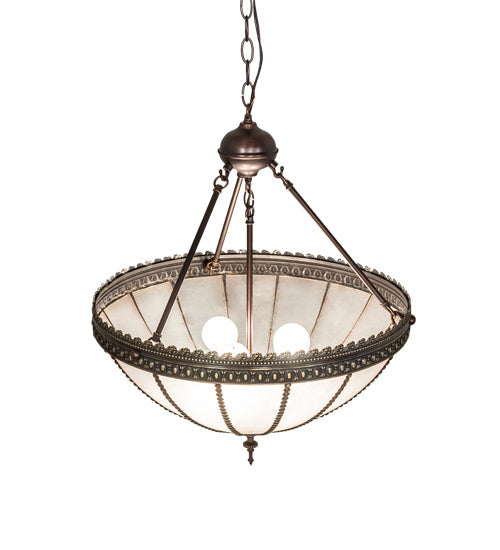 Meyda Lighting Gothic 20" 3-Light Craftsman Brown Highlights Inverted Pendant Light With Frosted Seeded Shade Glass