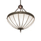 Meyda Lighting Gothic 20" 3-Light Craftsman Brown Highlights Inverted Pendant Light With Frosted Seeded Shade Glass