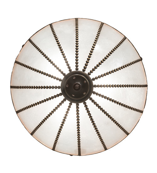 Meyda Lighting Gothic 20" 3-Light Craftsman Brown Highlights Inverted Pendant Light With Frosted Seeded Shade Glass