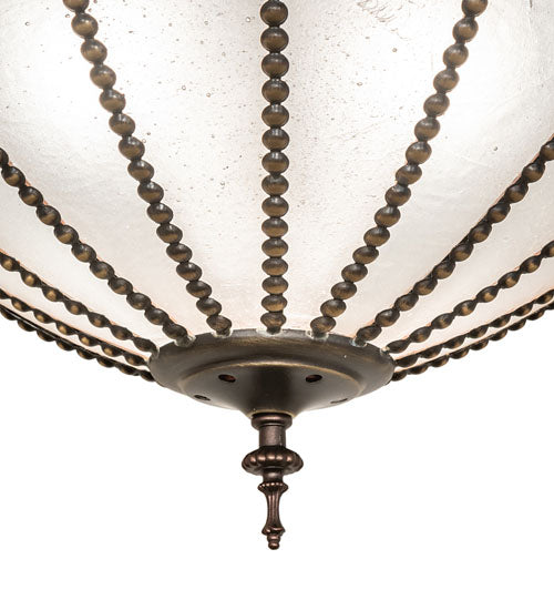 Meyda Lighting Gothic 20" 3-Light Craftsman Brown Highlights Inverted Pendant Light With Frosted Seeded Shade Glass