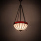 Meyda Lighting Gothic 20" 4-Light Weathered Antique Brass Inverted Pendant Light With Red & White Shade Glass
