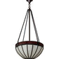 Meyda Lighting Gothic 20" 4-Light Weathered Antique Brass Inverted Pendant Light With Red & White Shade Glass