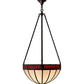Meyda Lighting Gothic 20" 4-Light Weathered Antique Brass Inverted Pendant Light With Red & White Shade Glass