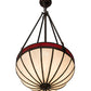 Meyda Lighting Gothic 20" 4-Light Weathered Antique Brass Inverted Pendant Light With Red & White Shade Glass