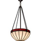 Meyda Lighting Gothic 20" 4-Light Weathered Antique Brass Inverted Pendant Light With Red & White Shade Glass