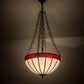Meyda Lighting Gothic 20" 4-Light Weathered Antique Brass Inverted Pendant Light With White Opal & Red Cathedral Ripple Art Shade Glass