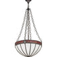 Meyda Lighting Gothic 20" 4-Light Weathered Antique Brass Inverted Pendant Light With White Opal & Red Cathedral Ripple Art Shade Glass