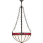 Meyda Lighting Gothic 20" 4-Light Weathered Antique Brass Inverted Pendant Light With White Opal & Red Cathedral Ripple Art Shade Glass