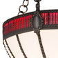 Meyda Lighting Gothic 20" 4-Light Weathered Antique Brass Inverted Pendant Light With White Opal & Red Cathedral Ripple Art Shade Glass