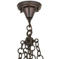 Meyda Lighting Gothic 20" 4-Light Weathered Antique Brass Inverted Pendant Light With White Opal & Red Cathedral Ripple Art Shade Glass