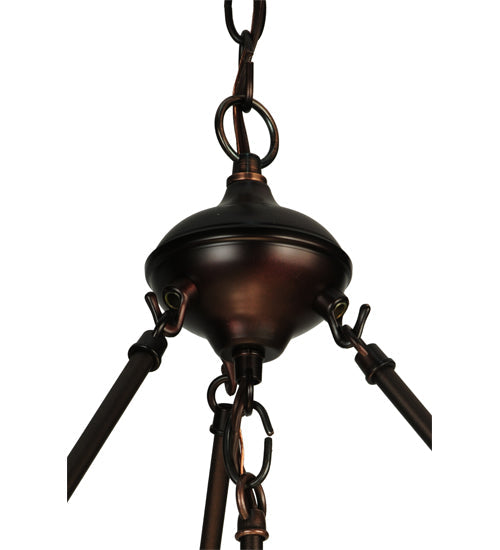 Meyda Lighting Gothic 21" 3-Light Craftsman Brown Highlighted Inverted Pendant Light With Beige Art Shade Glass