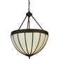 Meyda Lighting Gothic 21" 3-Light Craftsman Brown Highlighted Inverted Pendant Light With Beige Art Shade Glass