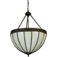 Meyda Lighting Gothic 21" 3-Light Craftsman Brown Highlighted Inverted Pendant Light With Beige Art Shade Glass
