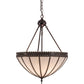 Meyda Lighting Gothic 21" 3-Light Craftsman Brown Inverted Pendant Light With White Art Shade Glass