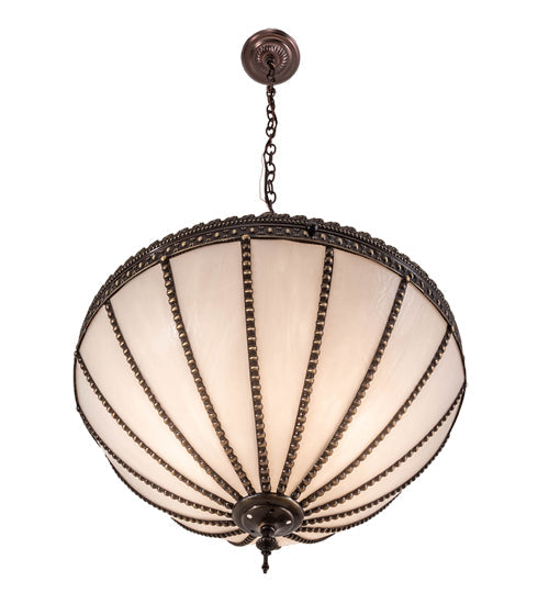 Meyda Lighting Gothic 21" 3-Light Craftsman Brown Inverted Pendant Light With White Art Shade Glass